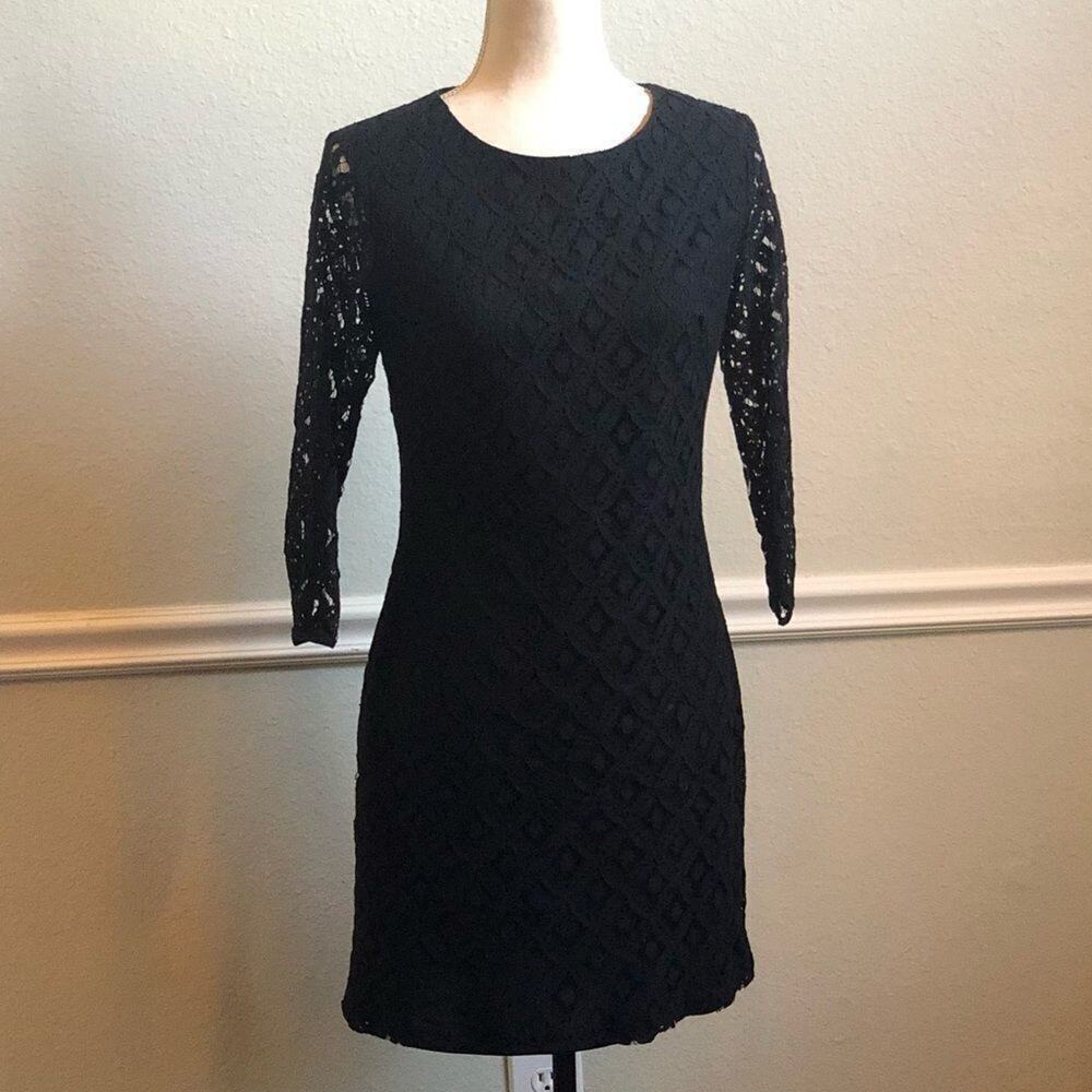 Amanda Uprichard Black Lace Crochet Cocktail Dress Medium
